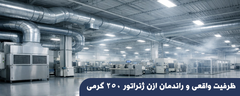 ظرفیت واقعی و راندمان ازن ژنراتور 250 گرمی